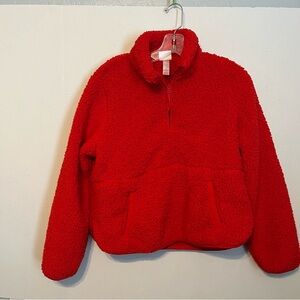 Wonder shop by target red Sherpa fleecy top, women’s small kangaroo pockets